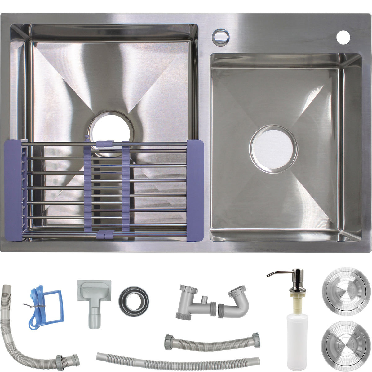 Fregadero Tarja Acero Inox 2 Tinas Anti-ruido + Escurridor