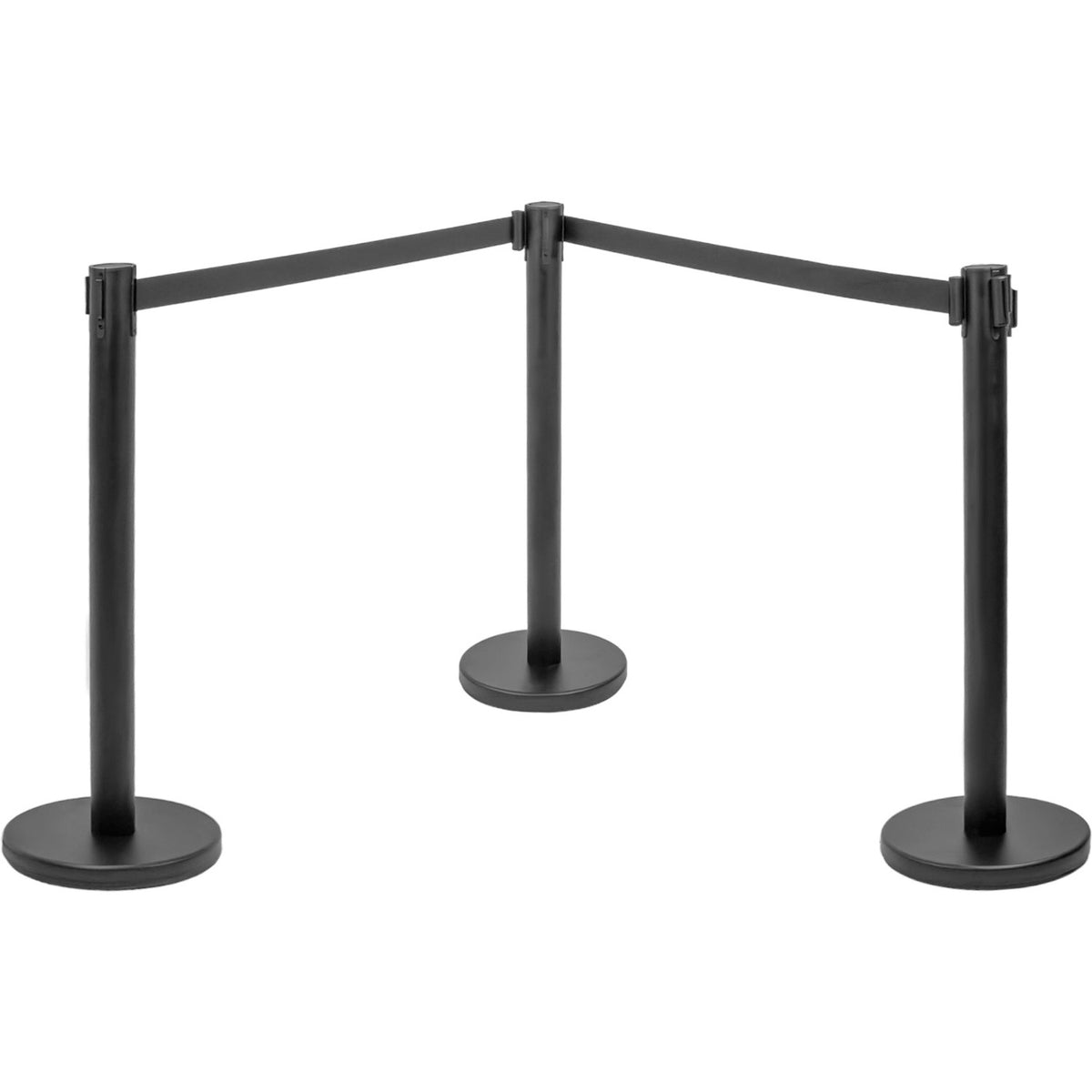 Postes Delimitadores Unifila Cinta Retractil Negra Fila 3 Pz