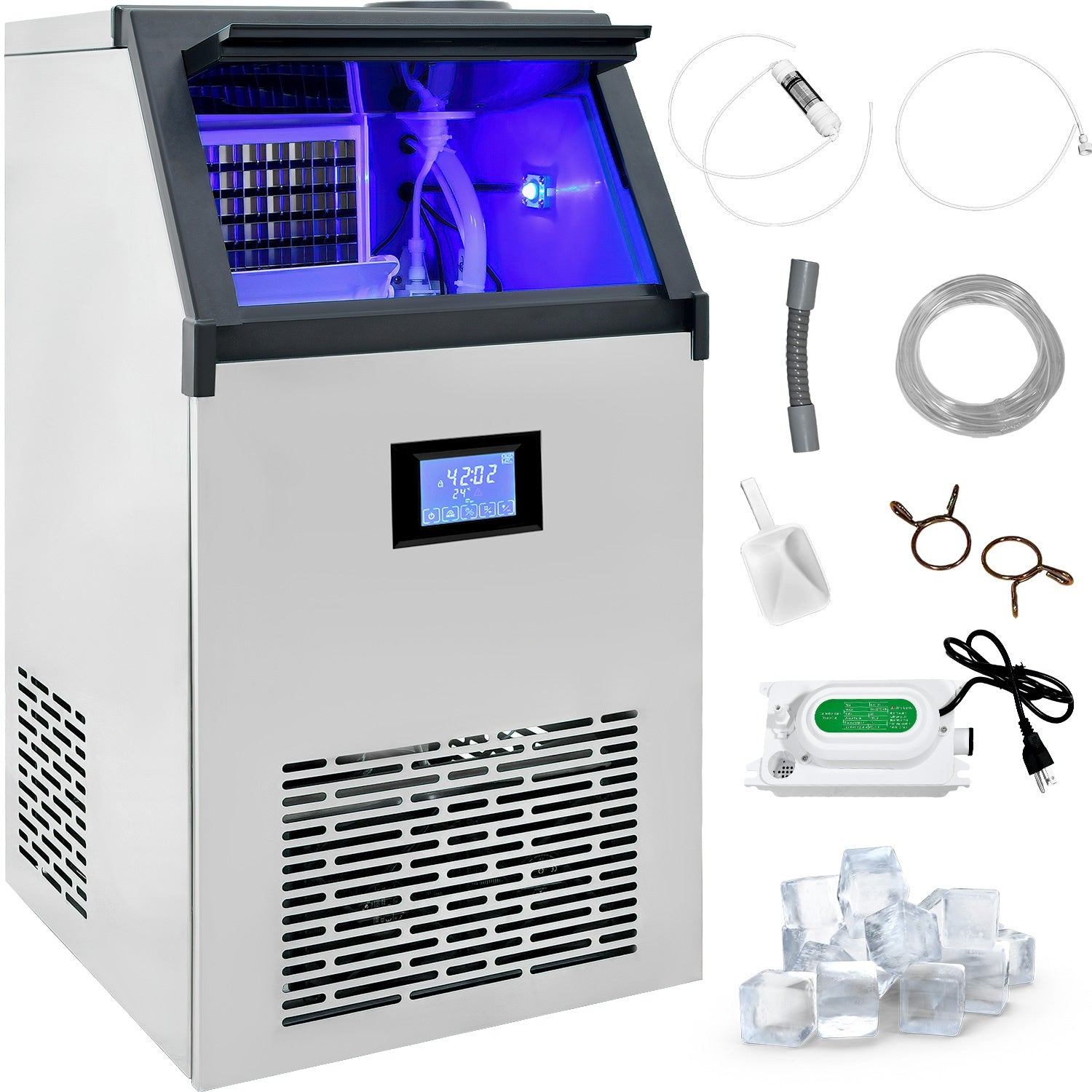 Maquina Fabricadora Hielo Comercial 60 Kg Dia Restaurante Color Plata