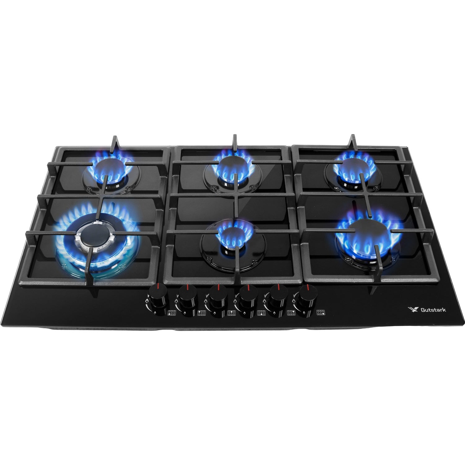 Parrilla a Gas 6 Quemadores Cristal Templado Empotrable Acero Inoxidable