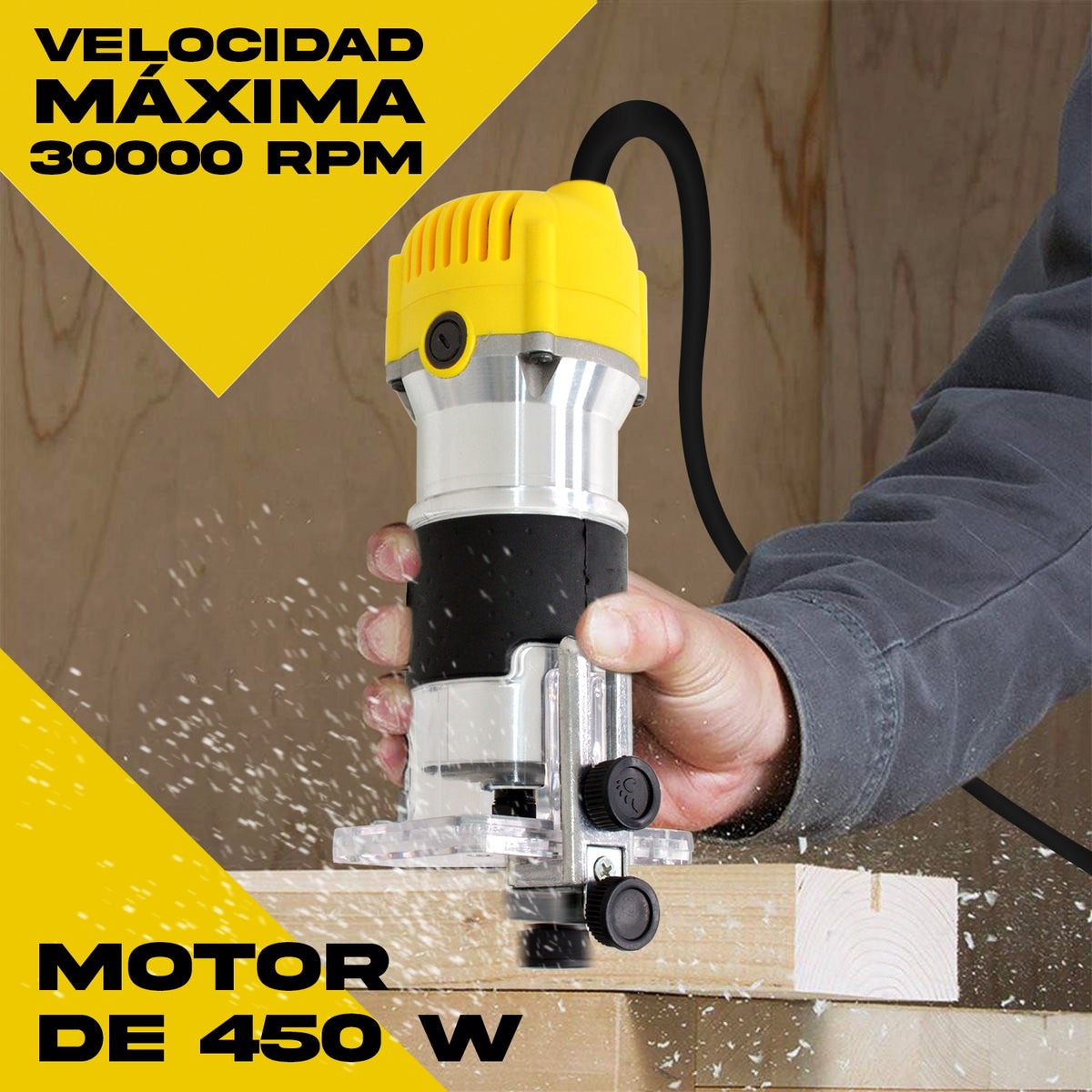 Router Madera + 12 Brocas 110 V 450 W