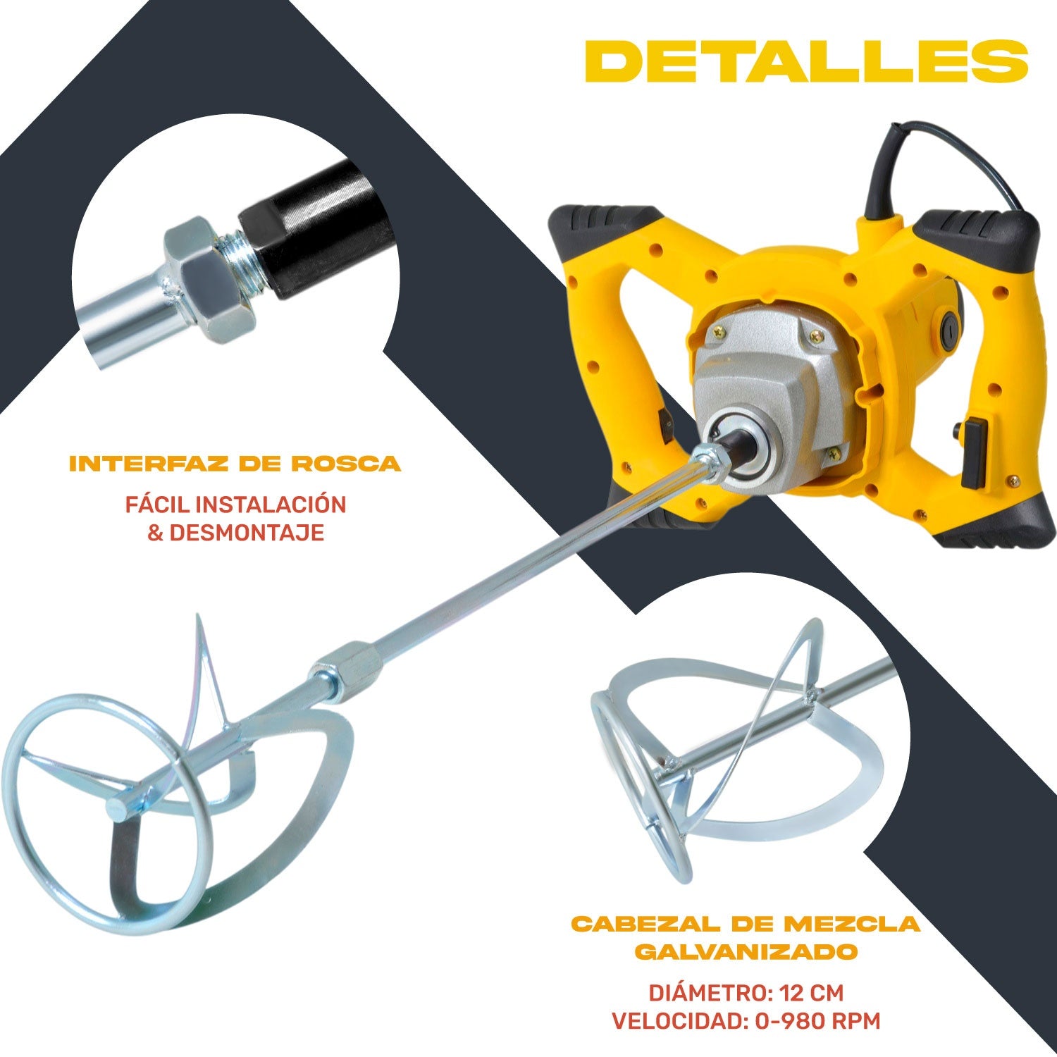 Mezcladora Electrica Para Pintura Resina Mortero Cemento