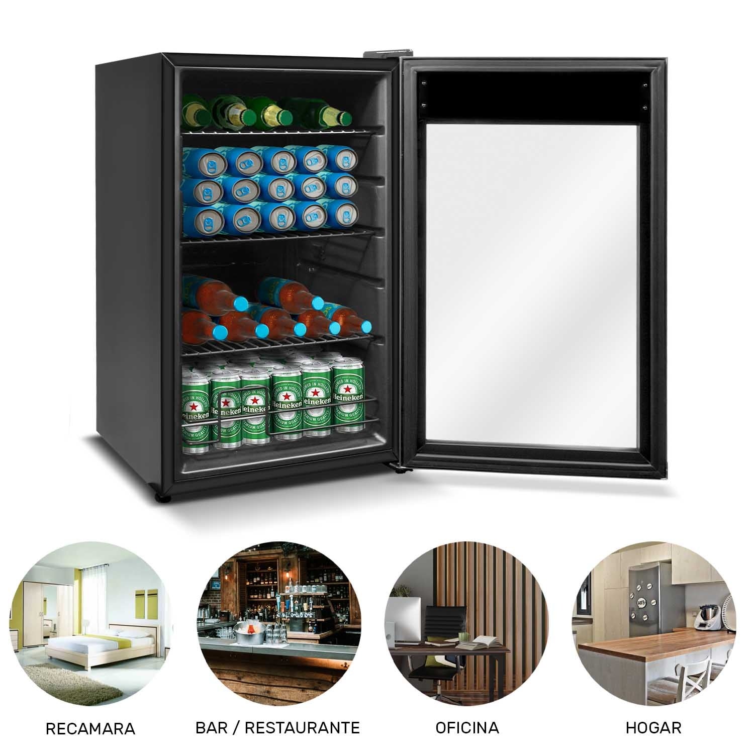 Frigobar 2.4pies Refigerador Digital Tactil Luz Led 85 Latas