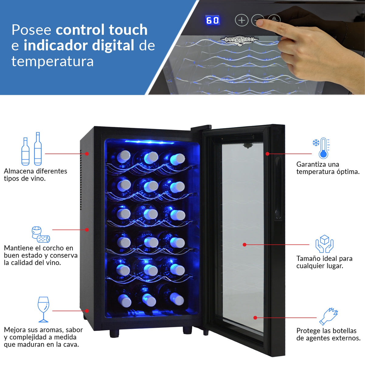 Cava de Vinos Refrigerador 18 Botellas Calidad Exclusive Premium