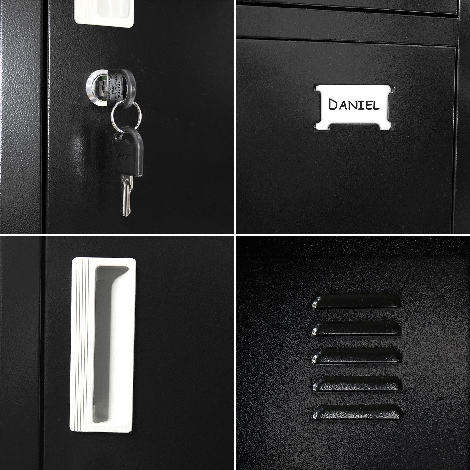 Locker Negro Metalico 5 Puertas Casilleros Oficina Cerradura