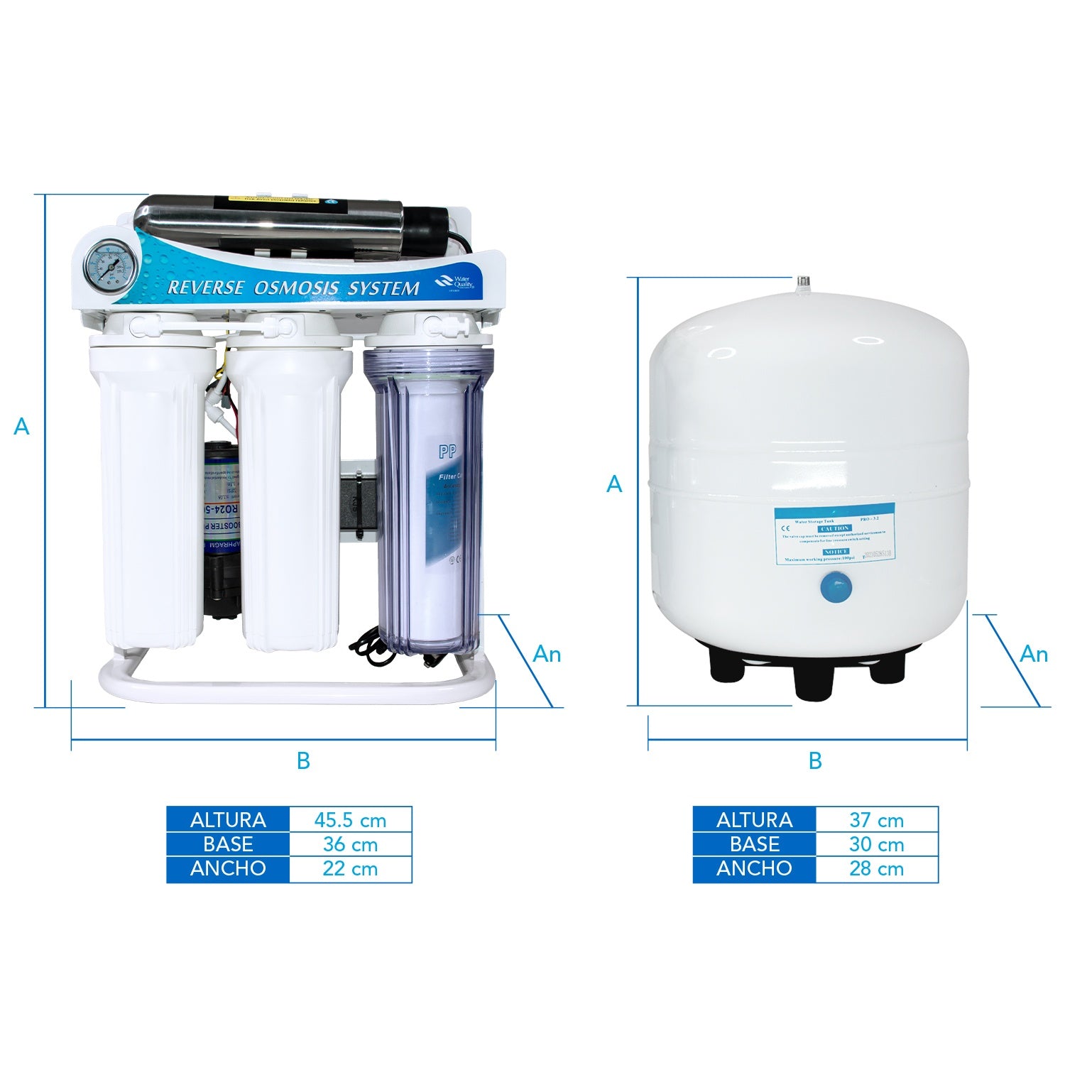 Equipo Purificador Osmosis Inversa 6 Etapas 75gpd Lampara Uv