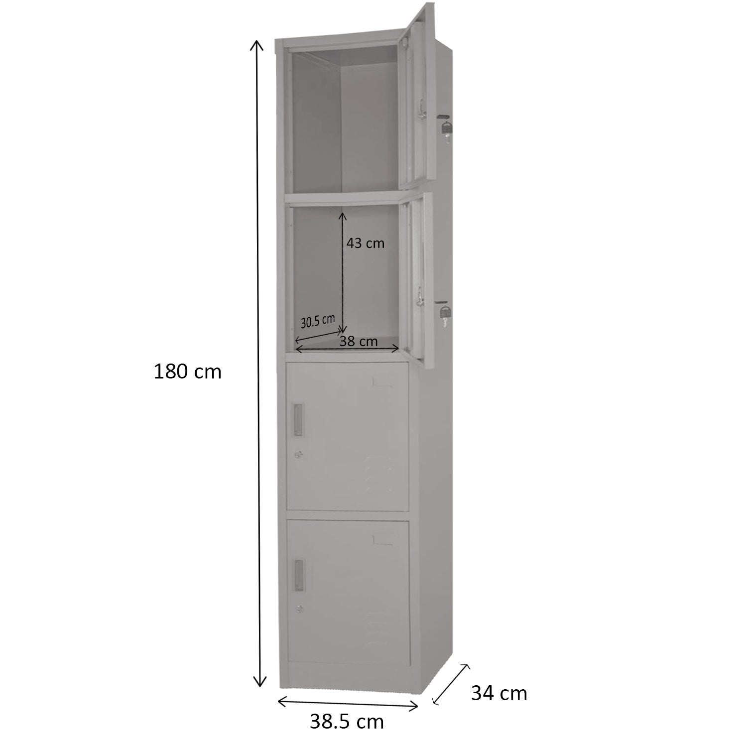 Locker Metalico 1 a 4 Puertas Casilleros Chapa 38.5x34x180cm