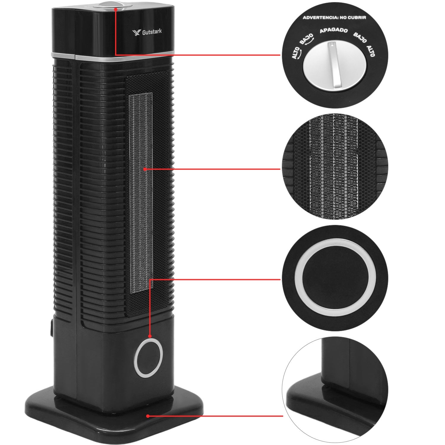 Calefactor Electrico Oscilatorio 60° Torre 4 Modos 1500w