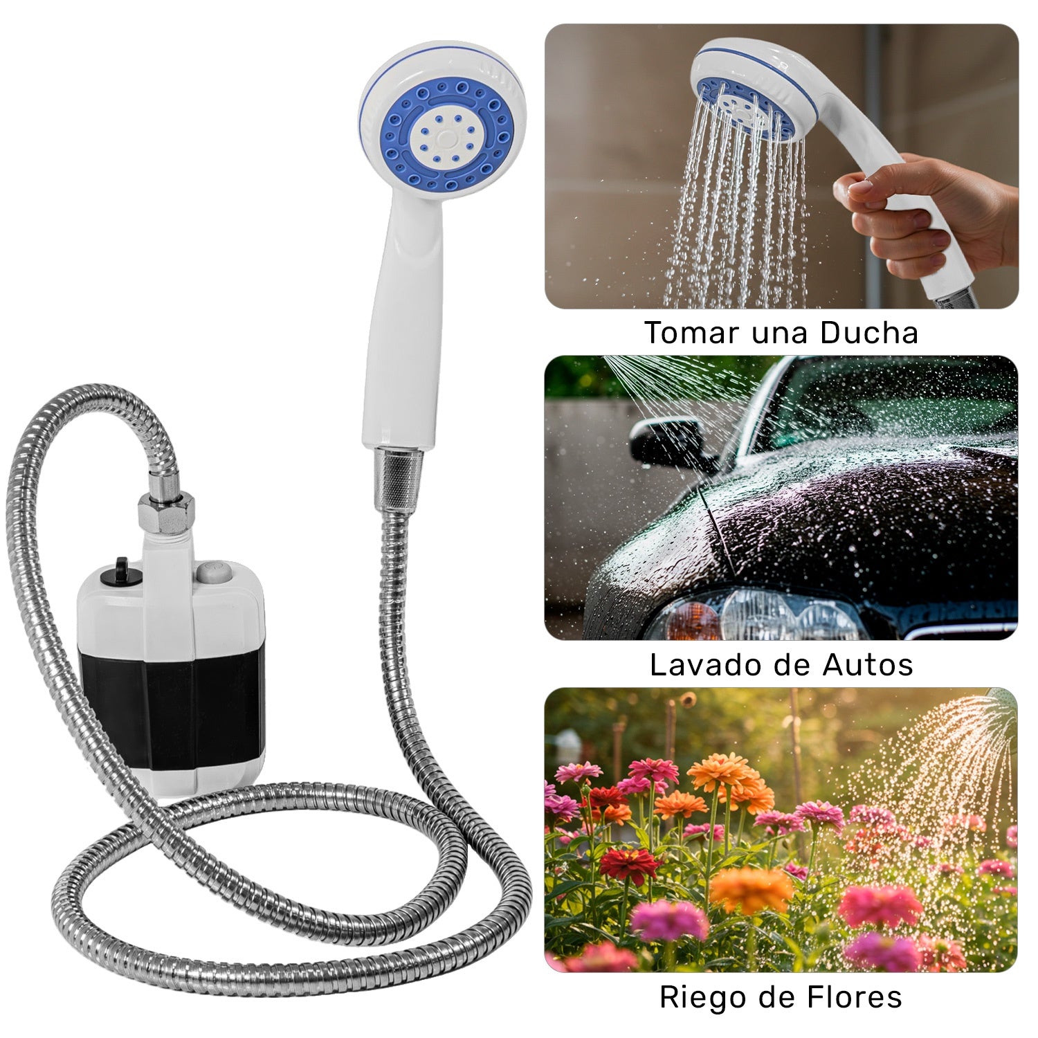 Regadera Portatil Camping Recargable Electrica 25w 3.5l/m Color Blanco Potencia 25 W
