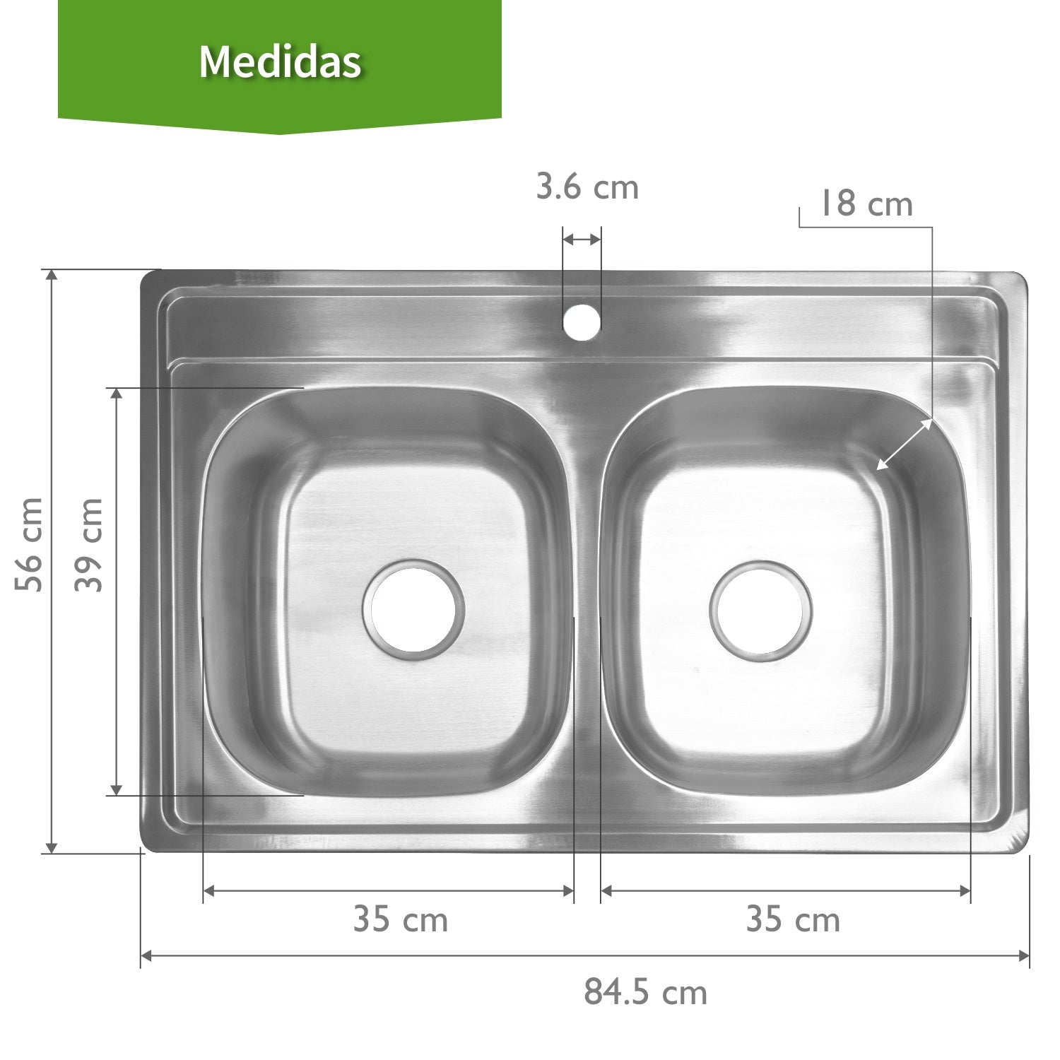 Fregadero Tarja 2 Tinas Cocina Acero Inox + Grifo Mezcladora