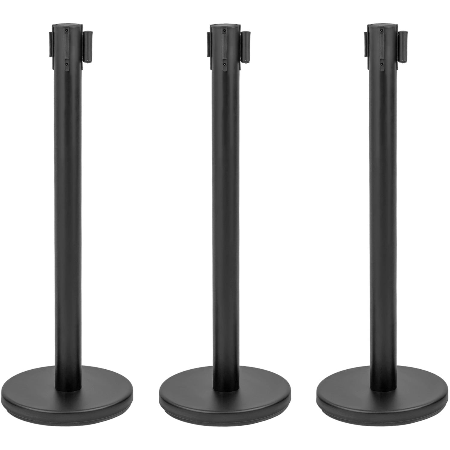 Postes Delimitadores Unifila Cinta Retractil Negra Fila 3 Pz