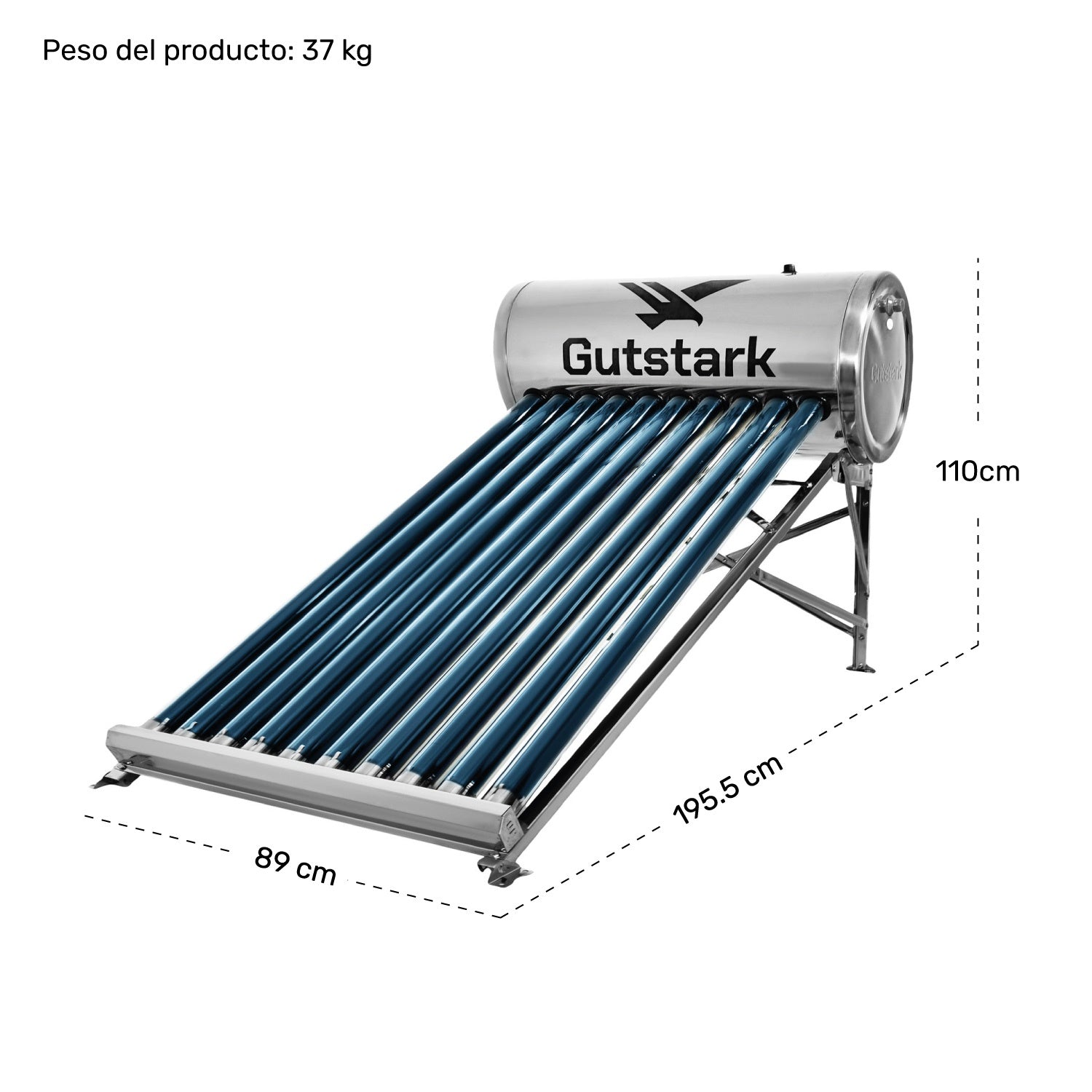 Calentador Solar Eco 10 Tubos 130 Litros 3 A 4 Personas
