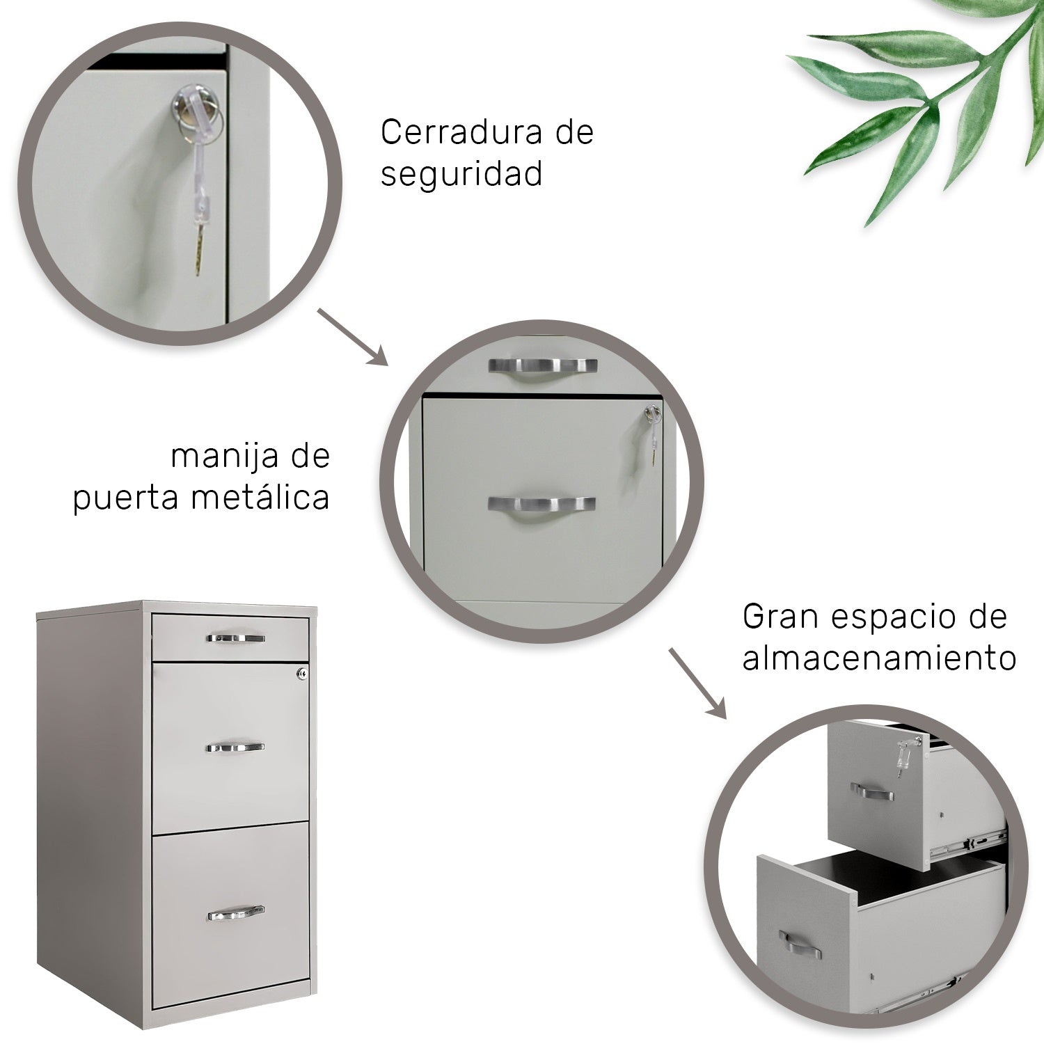 Archivero Metalico 2 Gabinetes + 1 Cajon Papelero Oficina
