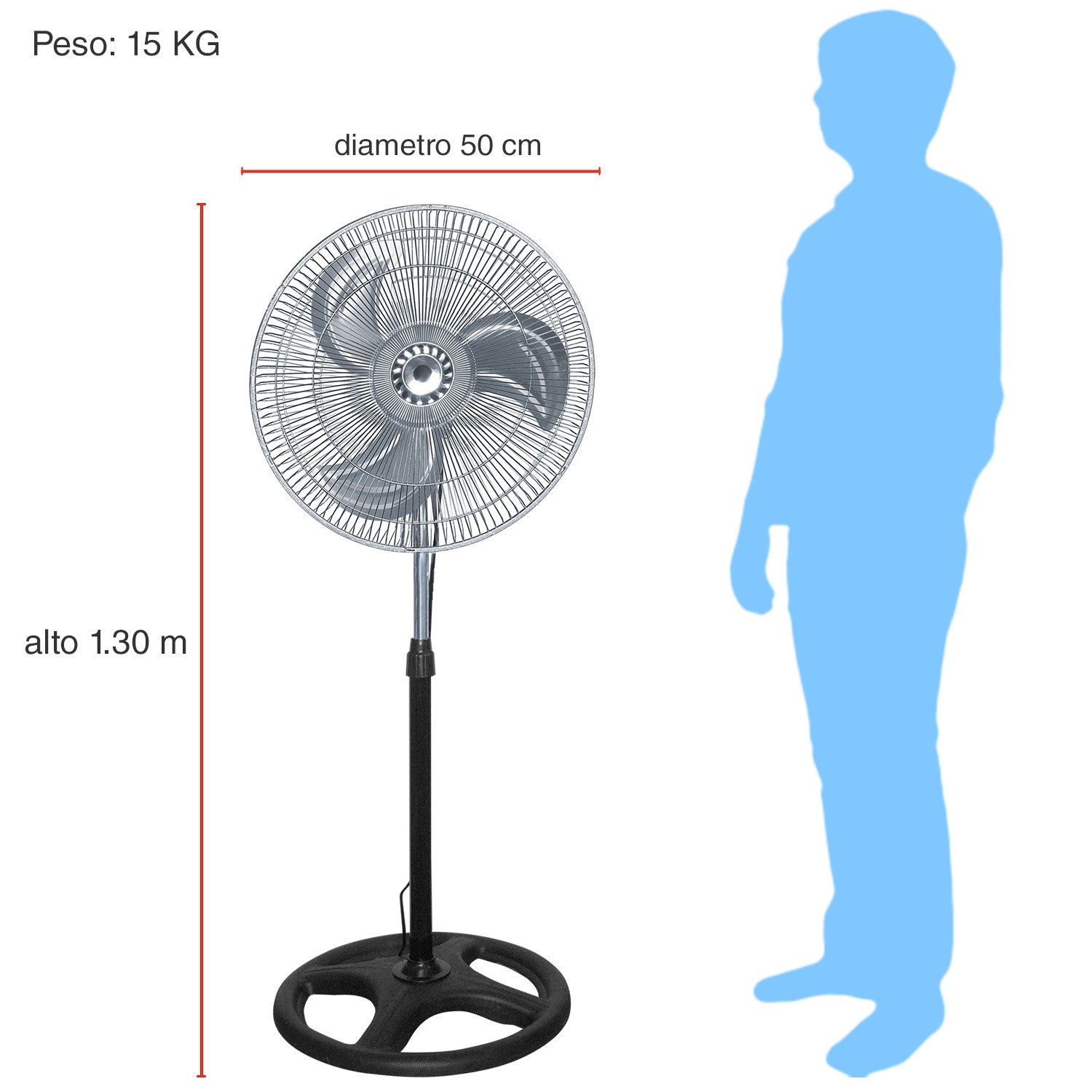 Ventilador Houzer Pedestal Metalico 3 en 1 con Aspas Color Plateado