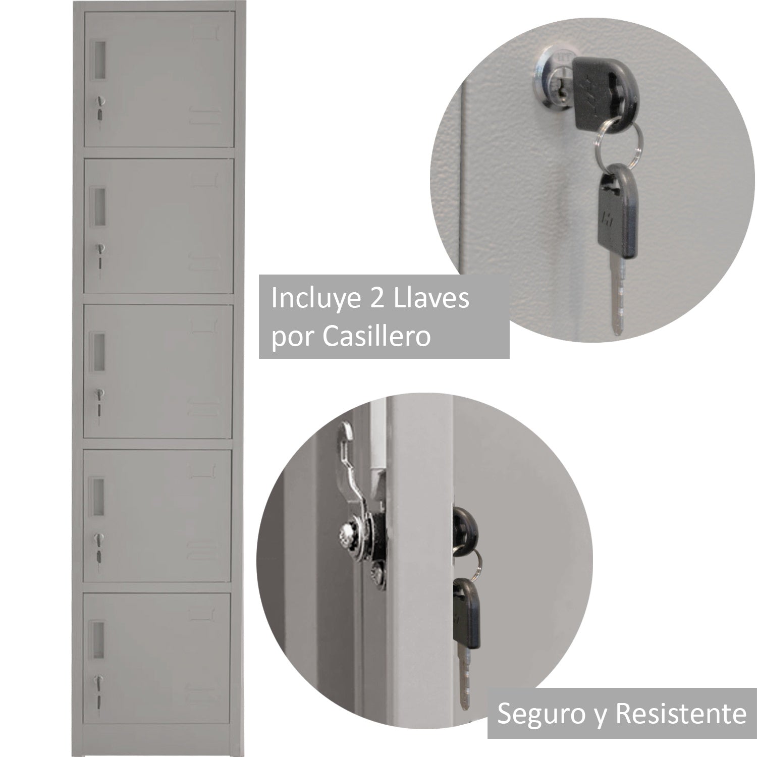 Locker Metalico 1 A 5 Puertas Casillero Chapa 38.5x34x180cm