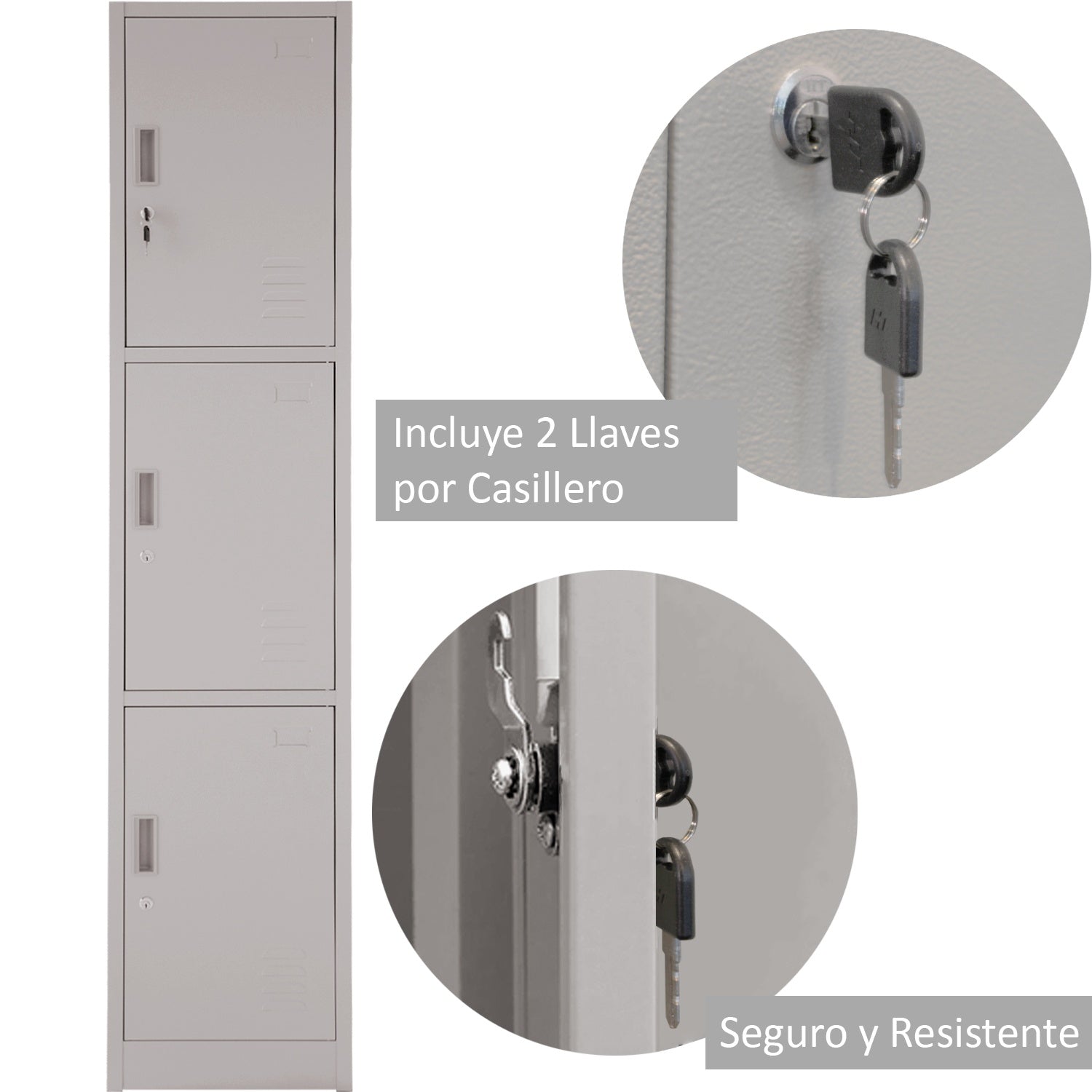 Locker Metalico 3 Puertas Casilleros Oficina Chapa 9x34x180