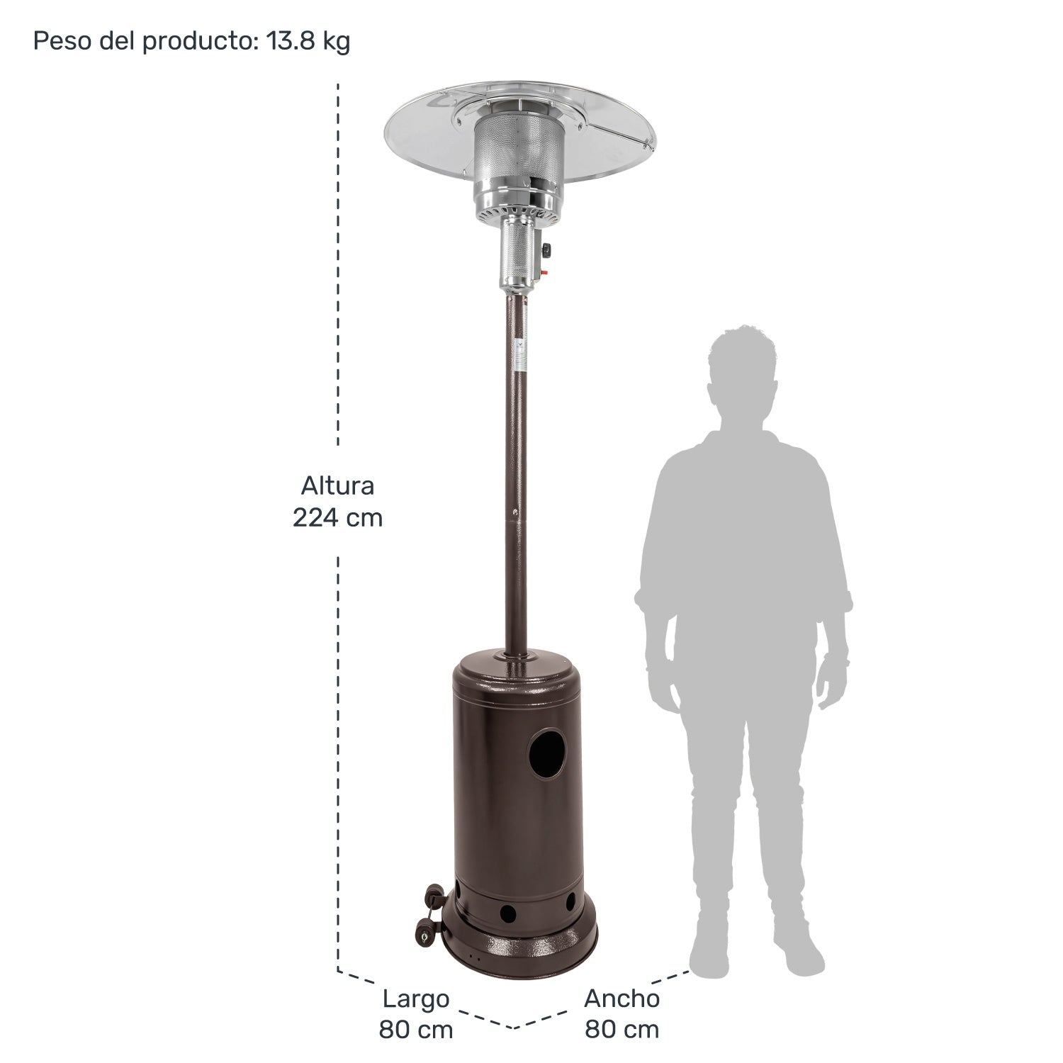 Calefactor Exterior Gas Lp Acero Inox Calenton Hongo Patio Color Café