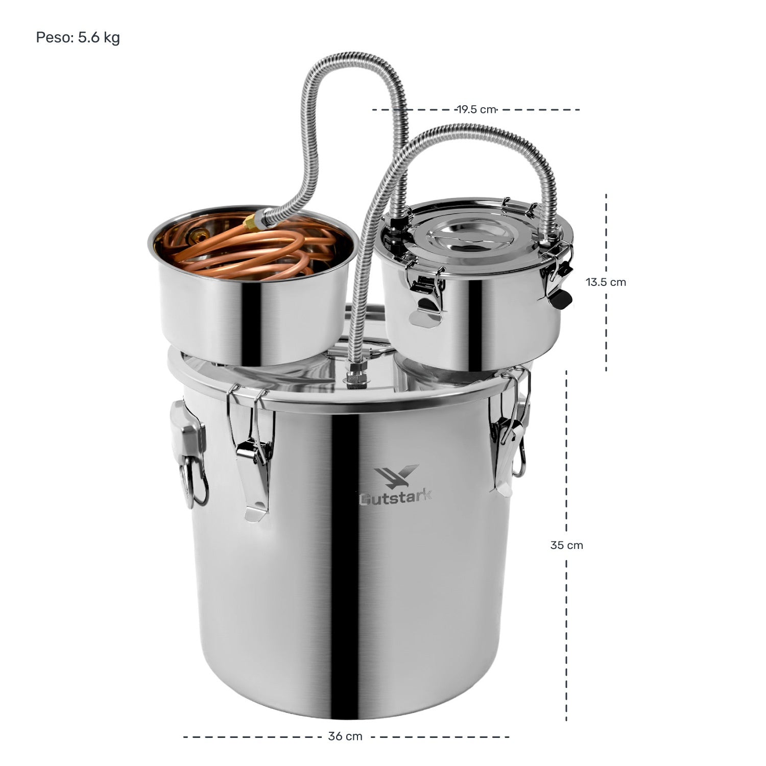 Destilador Agua Alcohol 8gal Acero Inoxidable Termometro 30l