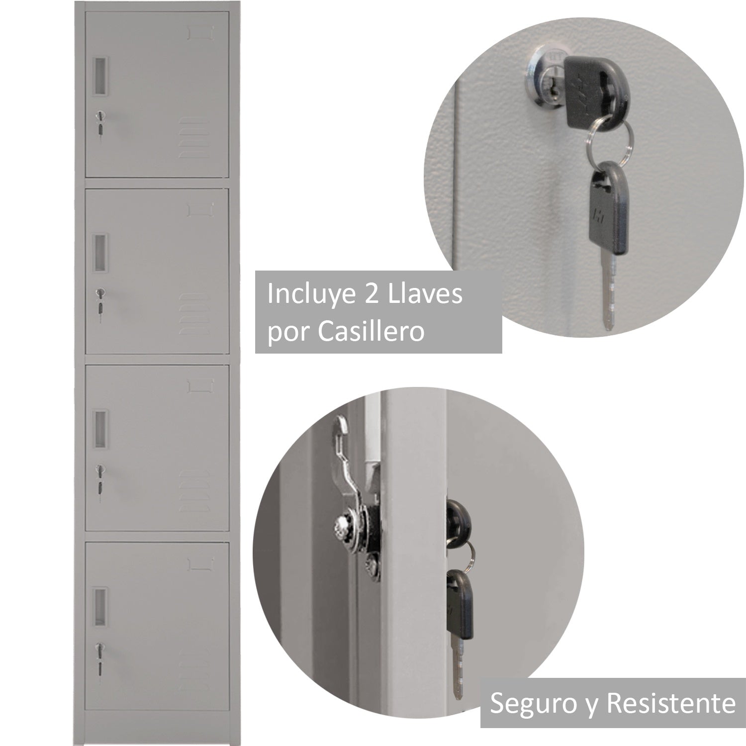 Locker Metalico 1 a 4 Puertas Casilleros Chapa 38.5x34x180cm