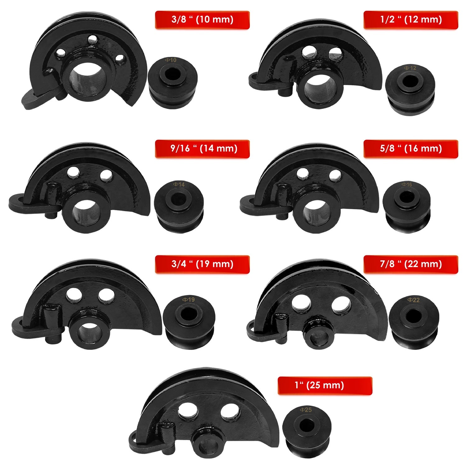 Dobladora Tubo Manual Set 3/8 A 1 Pulgada Industrial