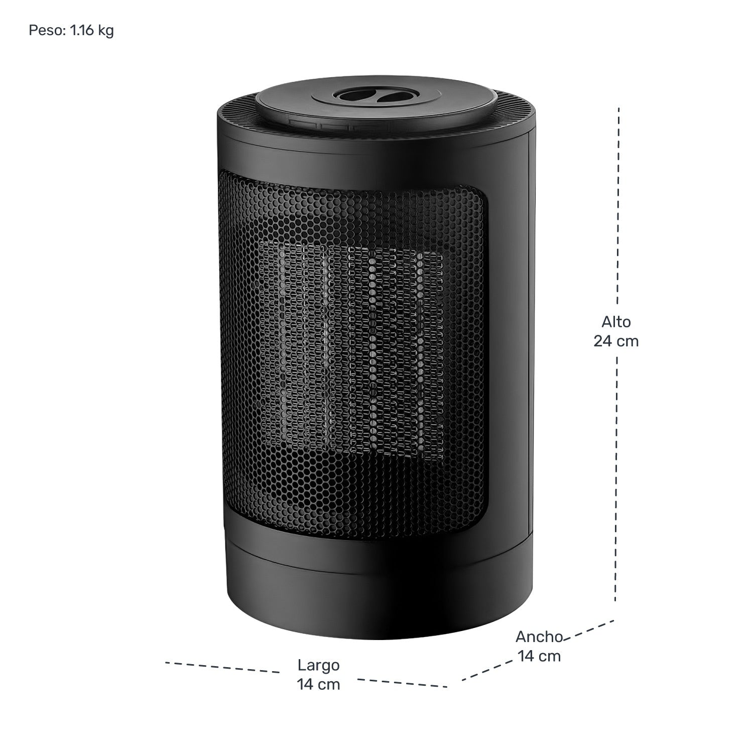Mini Calefactor 2 en 1 Electrico Ventilador Portatil 1500w Negro