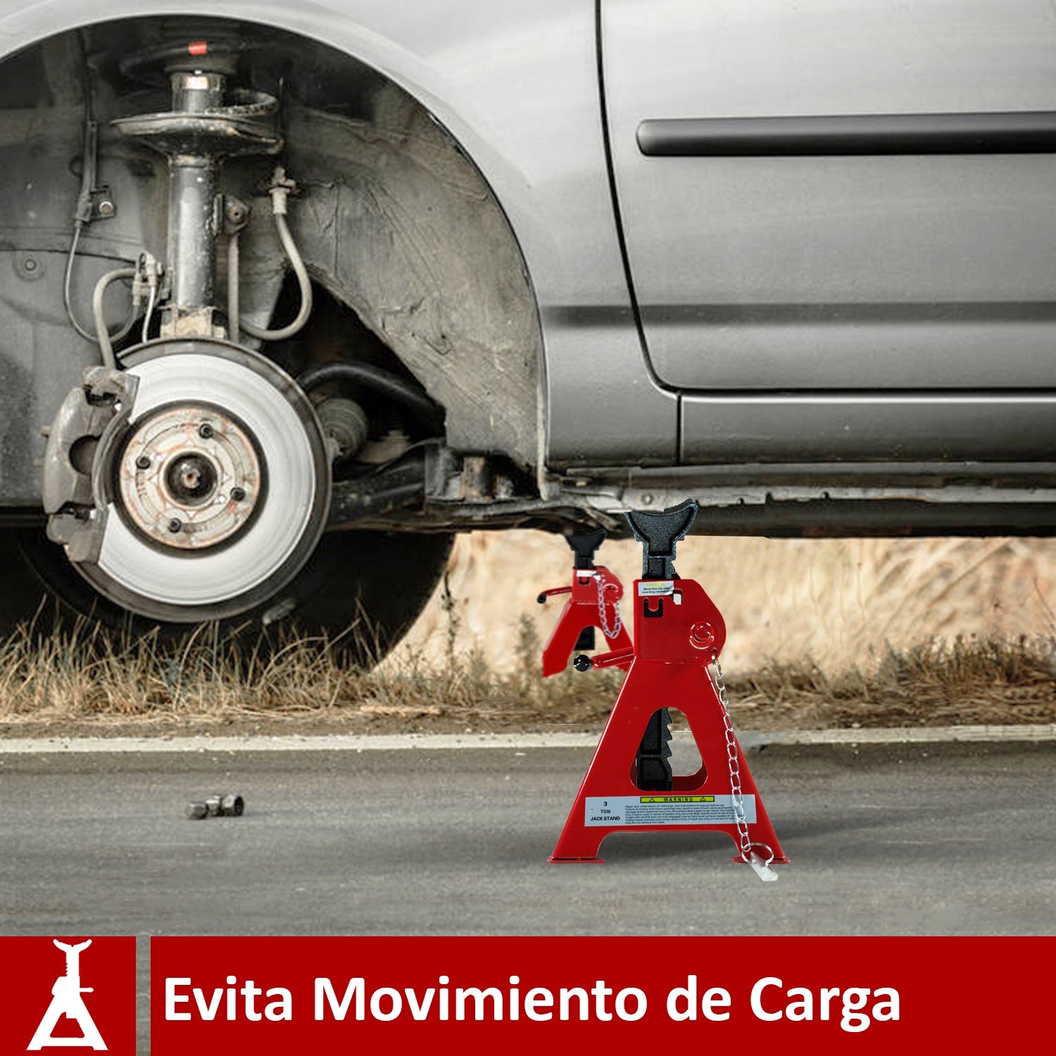 Torre Auto 2 Piezas 3 Toneladas Doble Seguro Altura 31-42cm