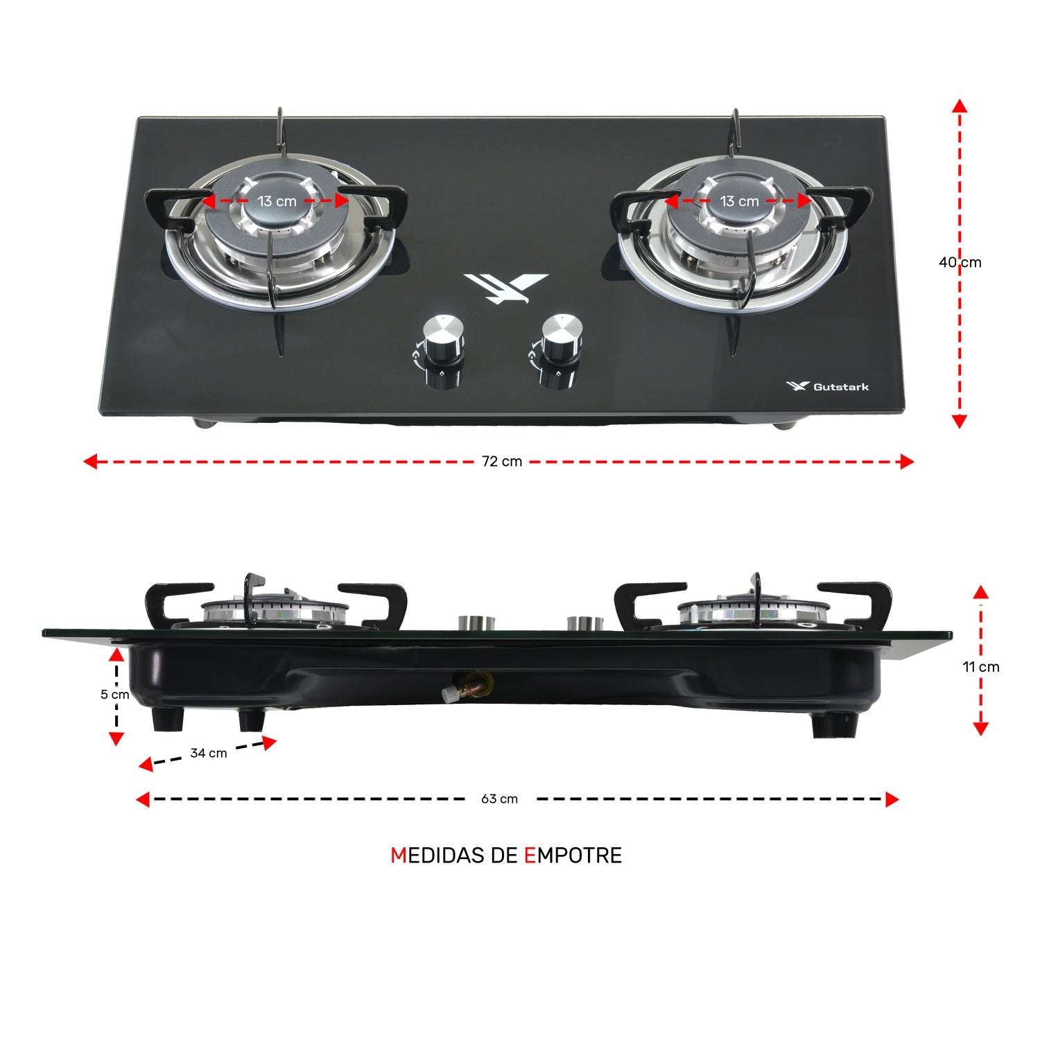 Parrilla A Gas Lp Y Natural 2 Quemadores 72 X 40 X 11 Cm