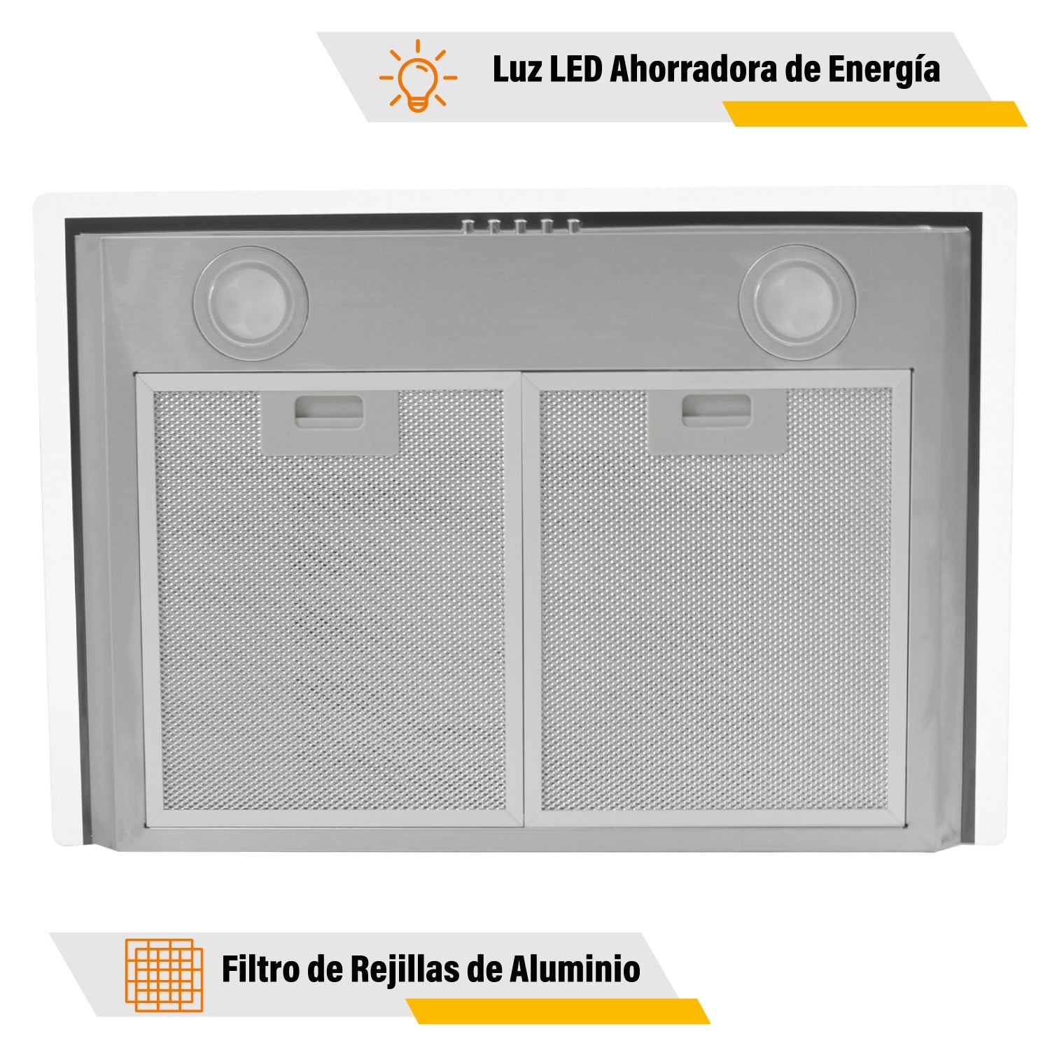 Campana Extractora 600mm Cocina Cristal Templado Acero Inox