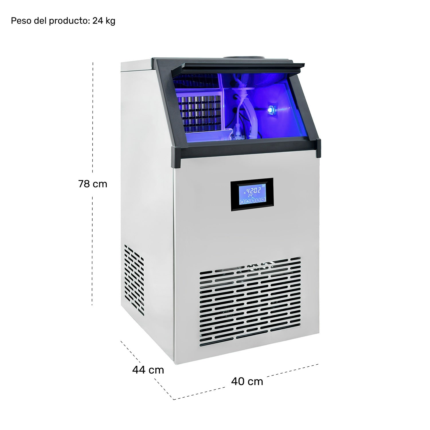 Maquina Fabricadora Hielo Comercial 60 Kg Dia Restaurante Color Plata
