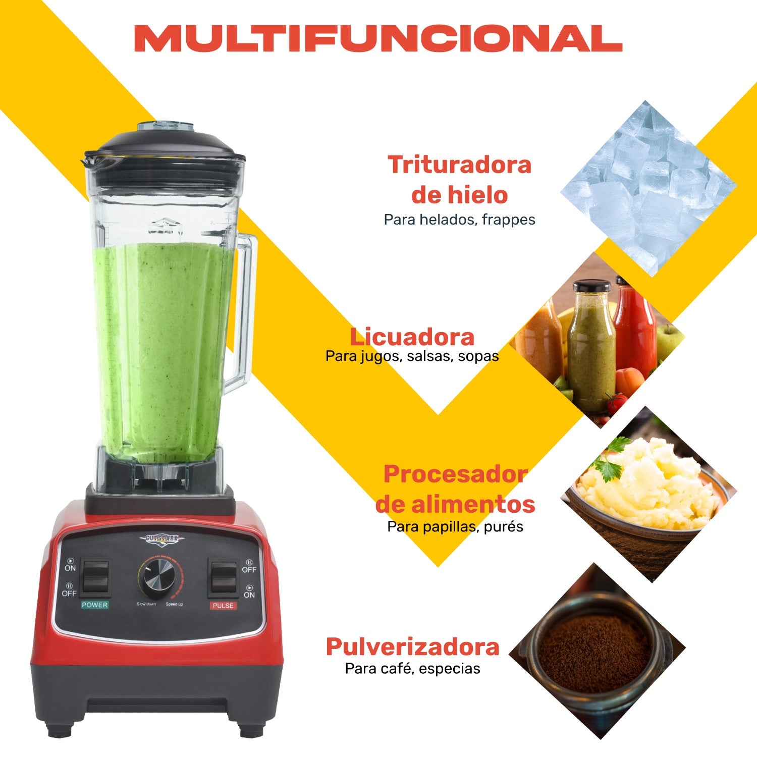 Licuadora Profesional 1500w 2.2l Blender Industrial 6 Aspas