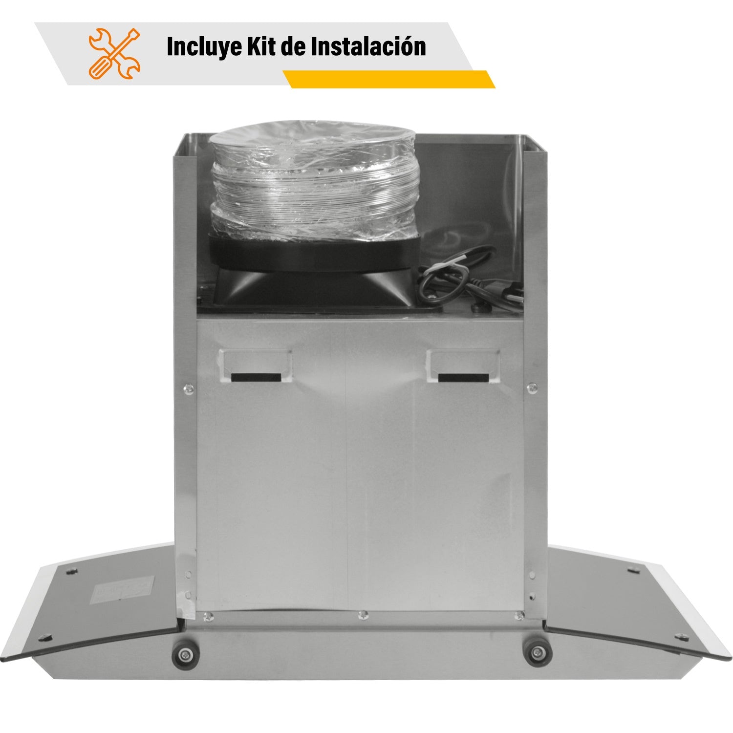 Campana Extractora 600mm Cocina Cristal Templado Acero Inox