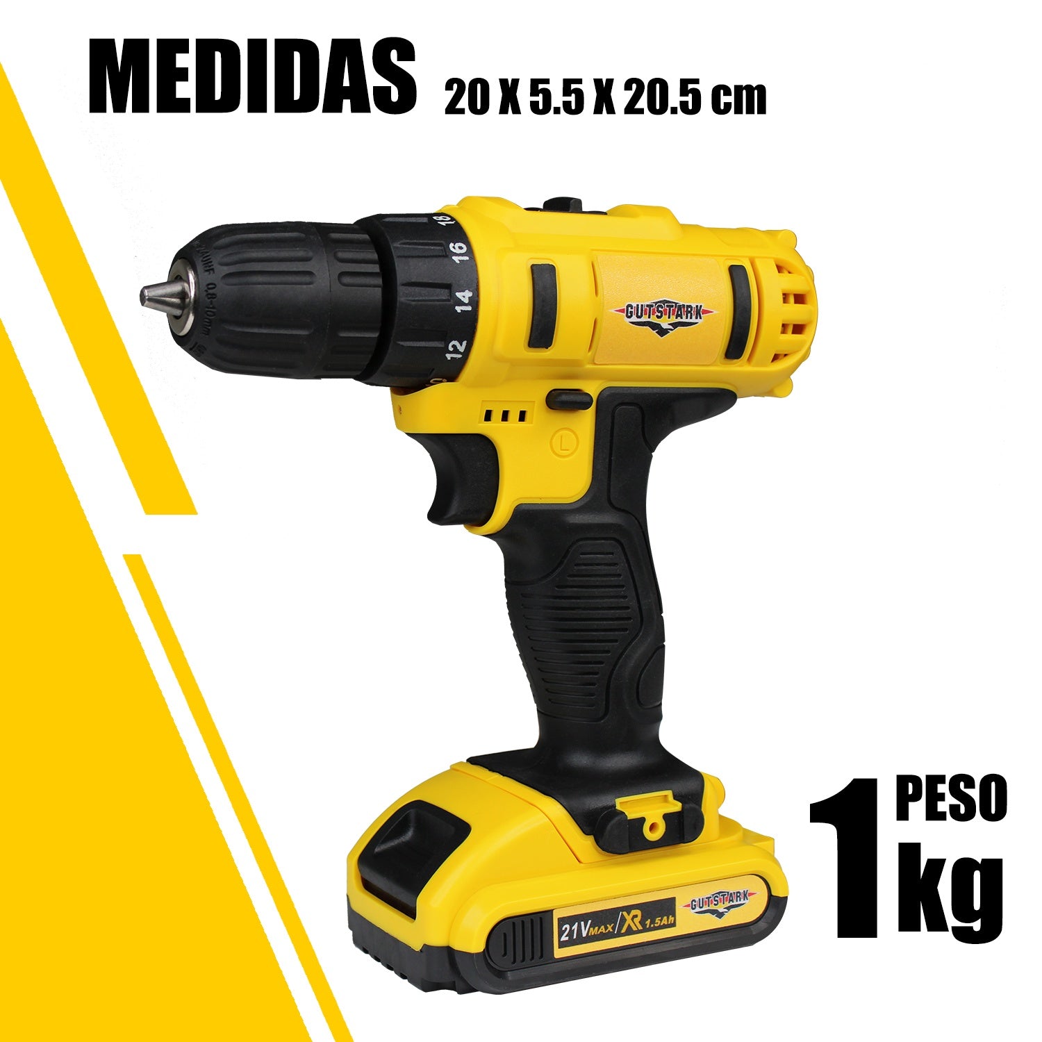 Taladro Desatornillador 3 En 1  Inalambrico 260w 1360 Rpm Kit 20 Accesorios