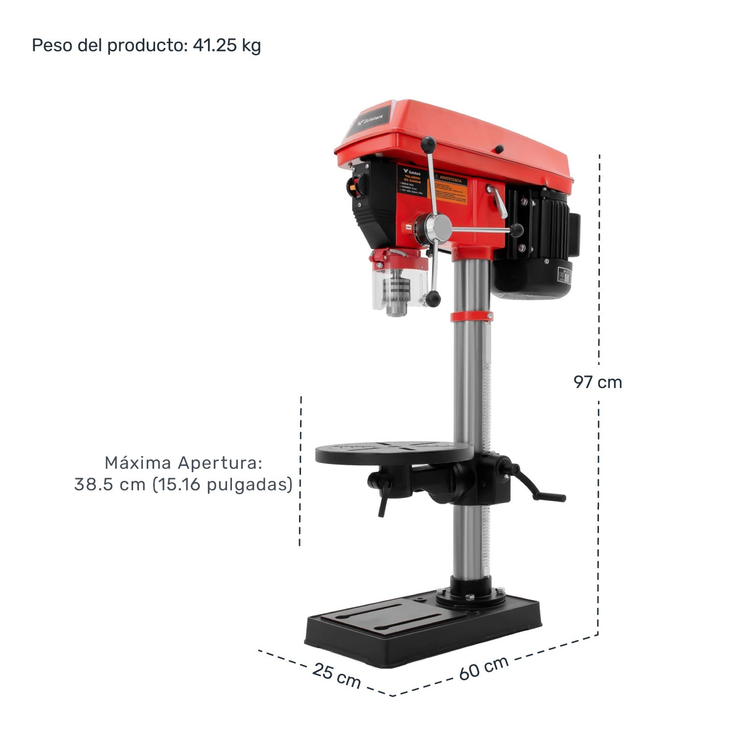 Taladro De Banco 3/4 Industrial Columna Prensa Piso 750w 1hp