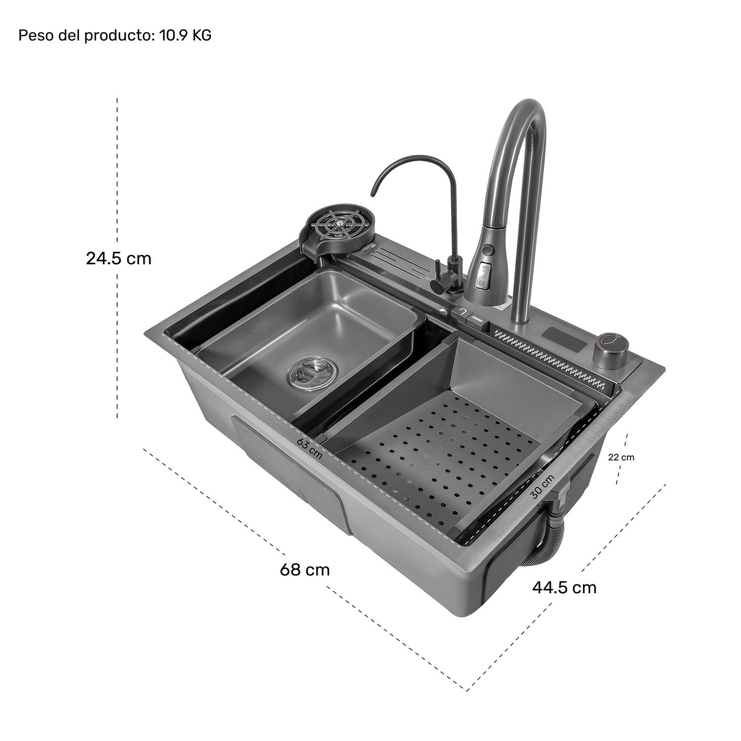 Tarja Fregadero Cocina Accesorios Premium 68x44.5x24.5cm
