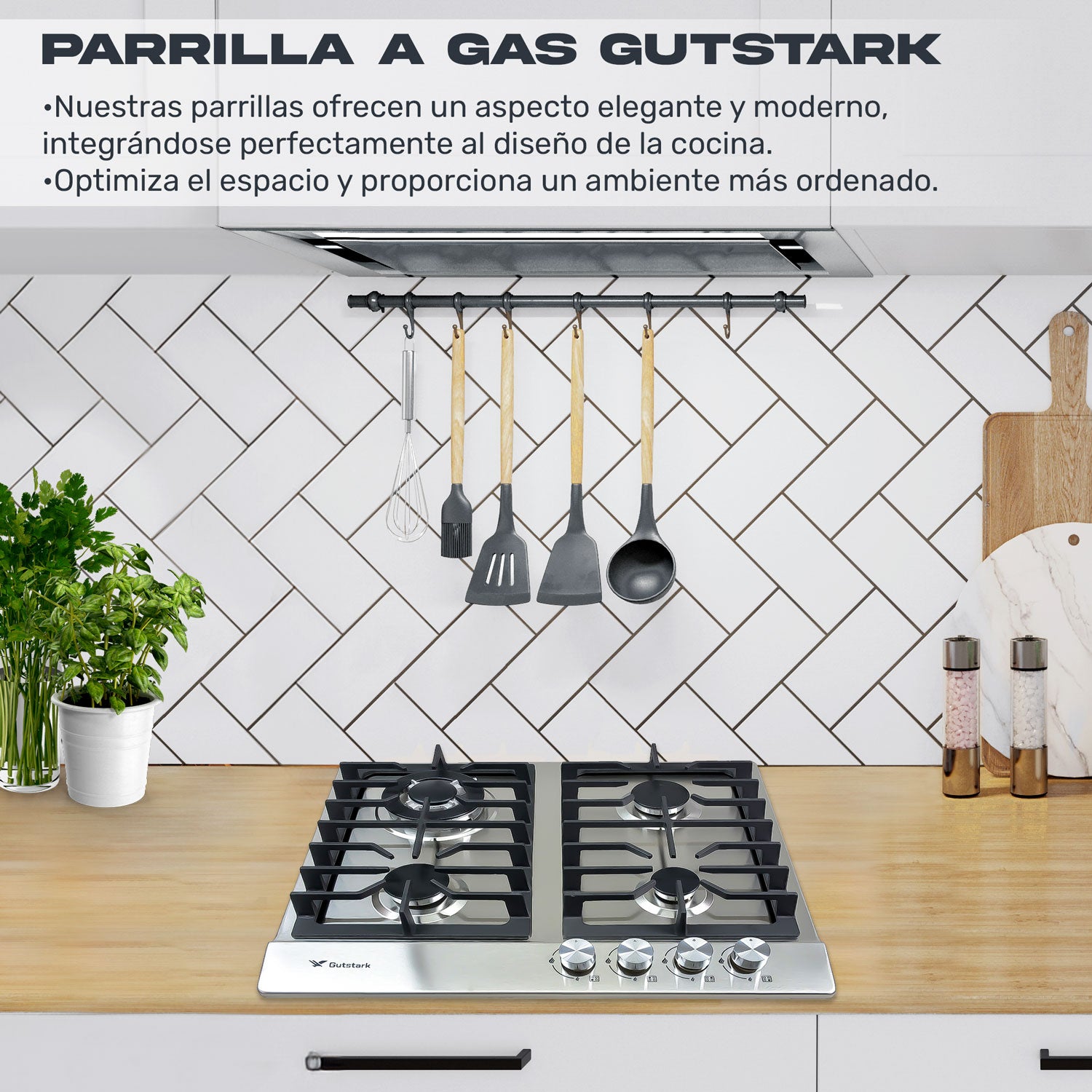 Parrilla A Gas Lp Y Natural 4 Quemadores 58.5 X 51 X 11 Cm