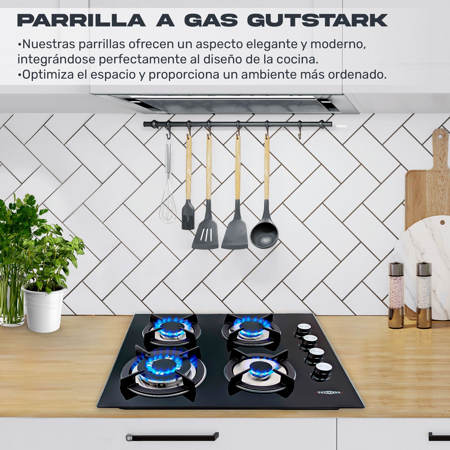 Parrilla a Gas Natural LP Empotrable Cristal Templado 4 Quemadores