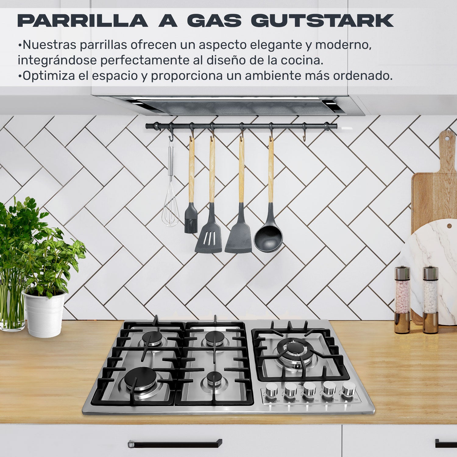 Parrilla de Gas Empotrable Acero Inoxidable 5 Quemadores Premium