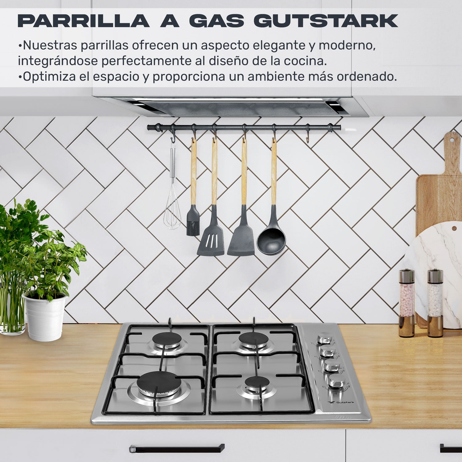Parrilla A Gas Lp Y Natural 4 Quemadores 58.5 X 50.5 X 9 Cm