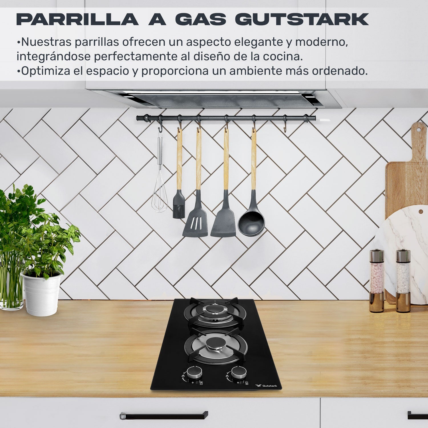 Parrilla 2 Quemadores Premium Cristal Templado Empotrable
