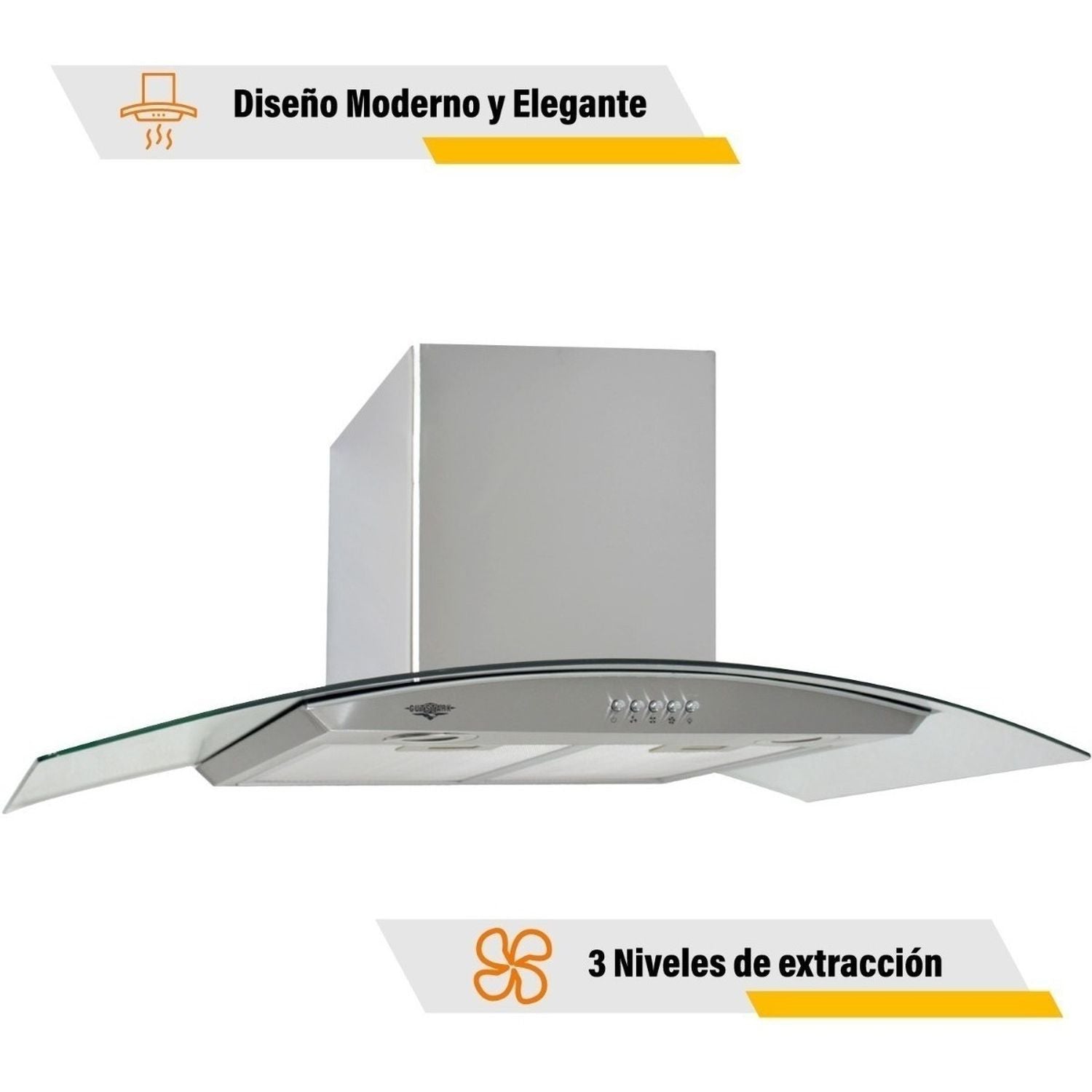 Combo Campana Cristal 90cm + Parrilla Inox Gas 5 Quemadores