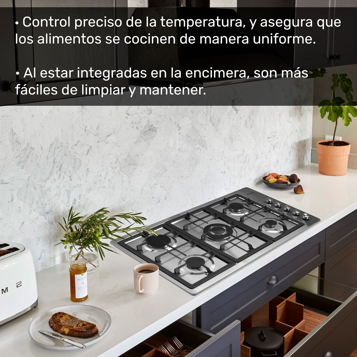 Parrilla de Acero Inoxidable 5 Quemadores