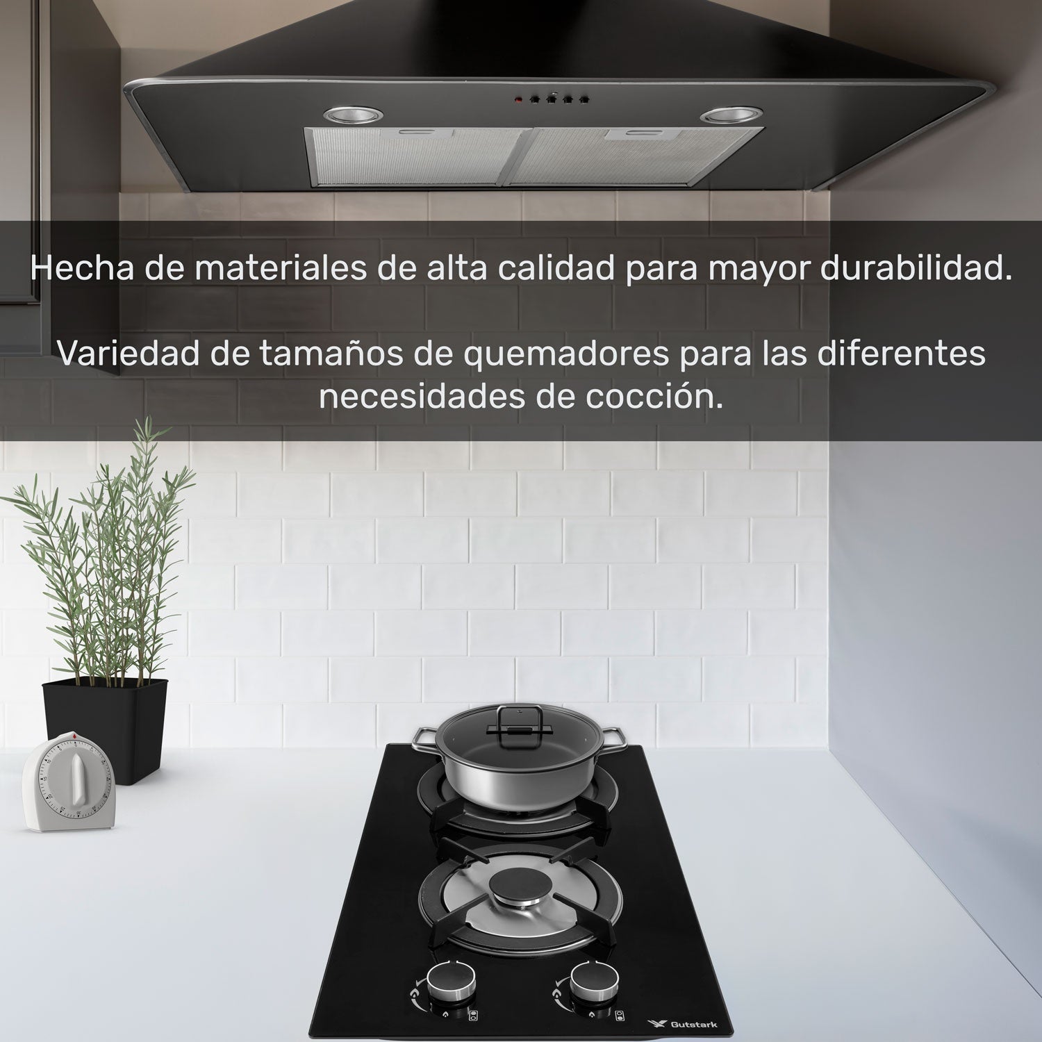 Parrilla 2 Quemadores Premium Cristal Templado Empotrable