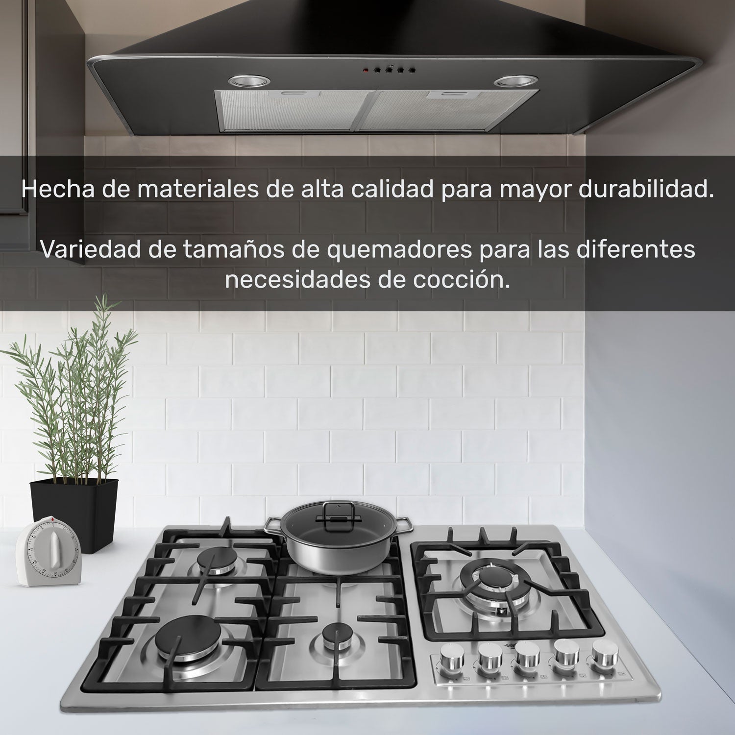Parrilla de Gas Empotrable Acero Inoxidable 5 Quemadores Premium
