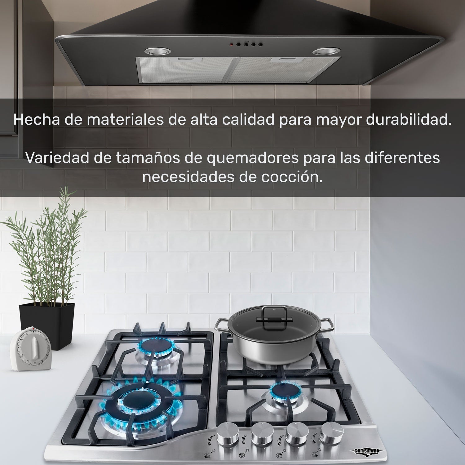 Parrilla de Gas Empotrable 4 Quemadores Acero Inoxidable