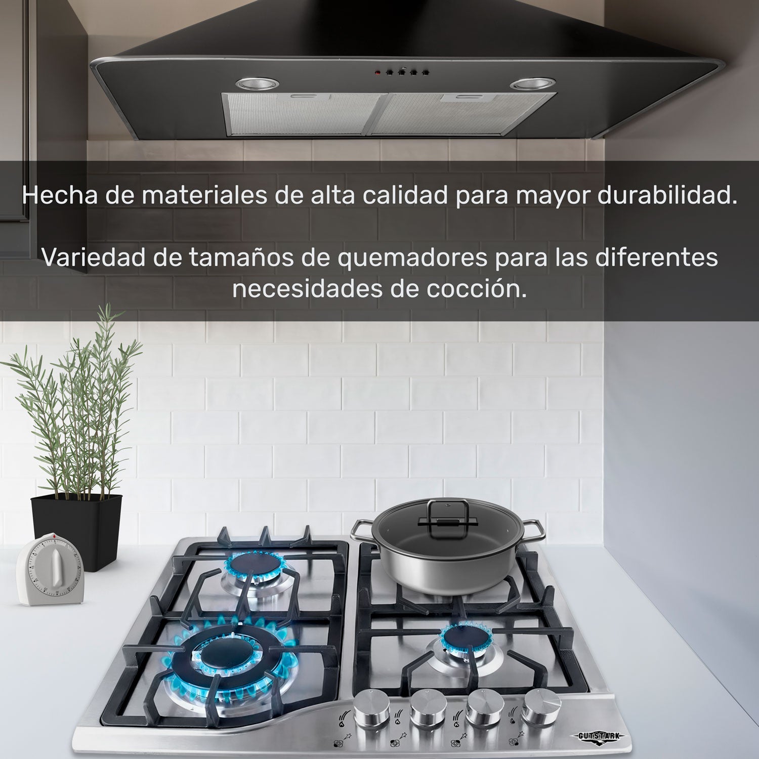 Parrilla de Gas Empotrable 4 Quemadores Acero Inoxidable