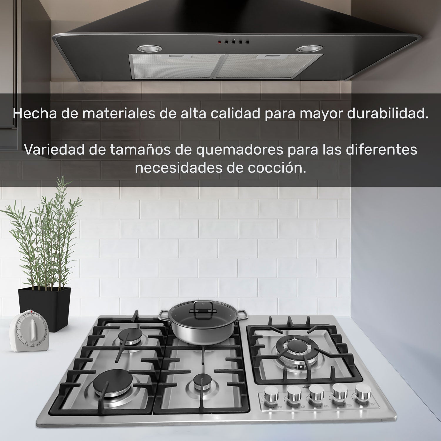 Parrilla de Gas Empotrable Acero Inoxidable 5 Quemadores Premium