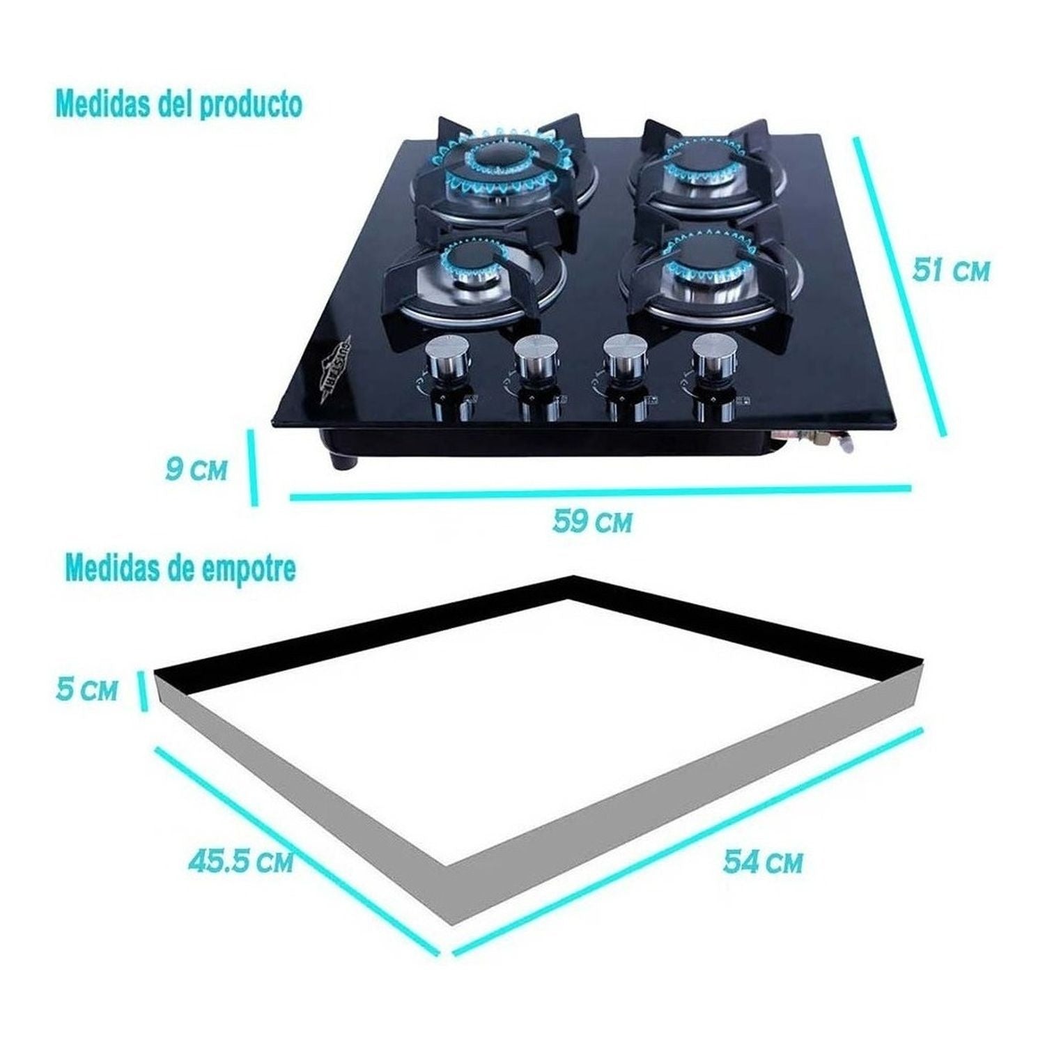 Combo Campana Cristal 60cm + Parrilla Cristal Templado 4 Ornillas