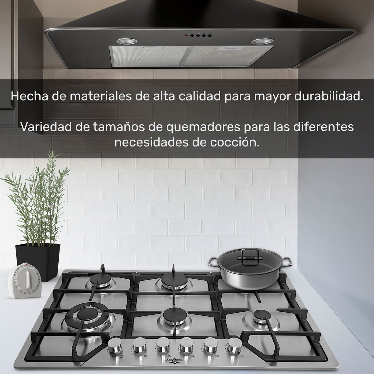 Parrilla de Gas Empotrable 6 Quemadores Acero Inoxidable
