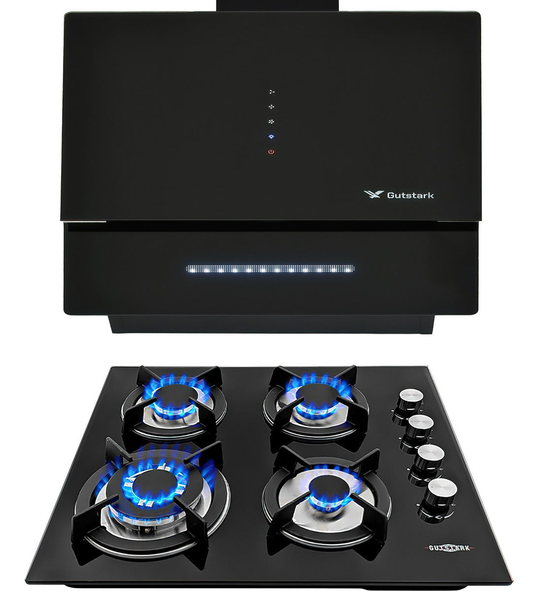 Combo Campana Extractor Silencioso Plegable + Parrilla Cristal 4 Quemadores