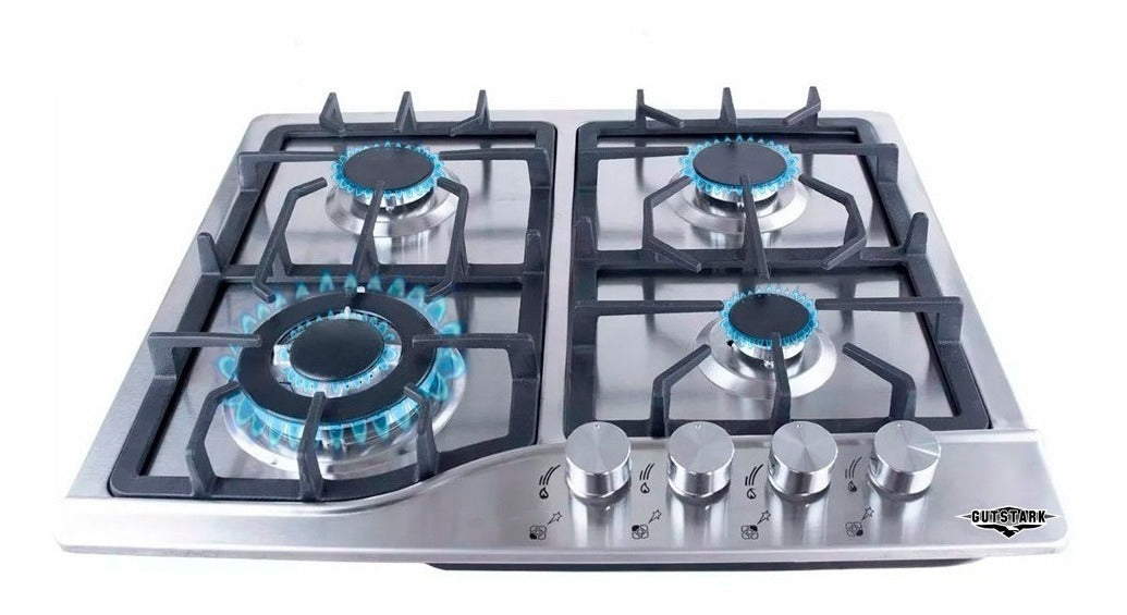Combo Parrilla Inoxidable 4 Quemadores + Campana Cristal 60cm